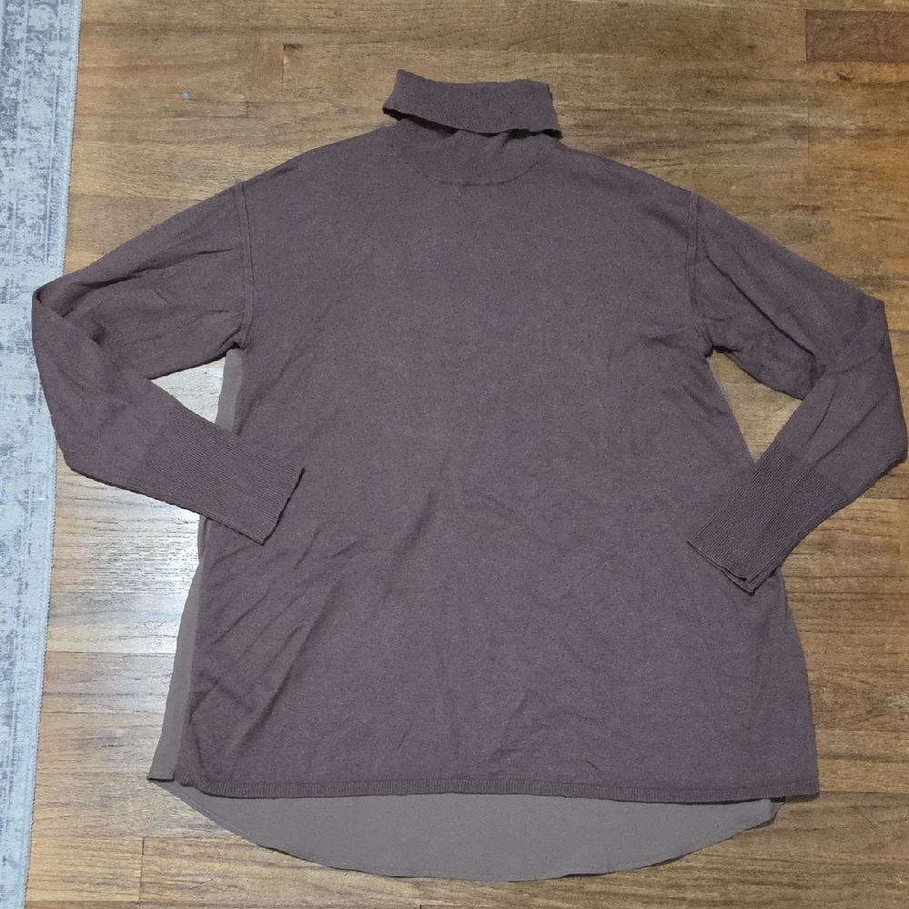 DG2 Flowy Turtleneck Sweater With Sheer-like Back